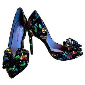 Betsey Johnson x Mark Mahoney Tattoo Print Peeptoe Heels NBW